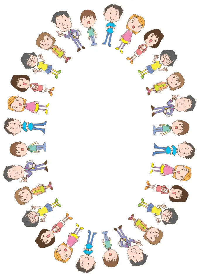 Oval frame with kids