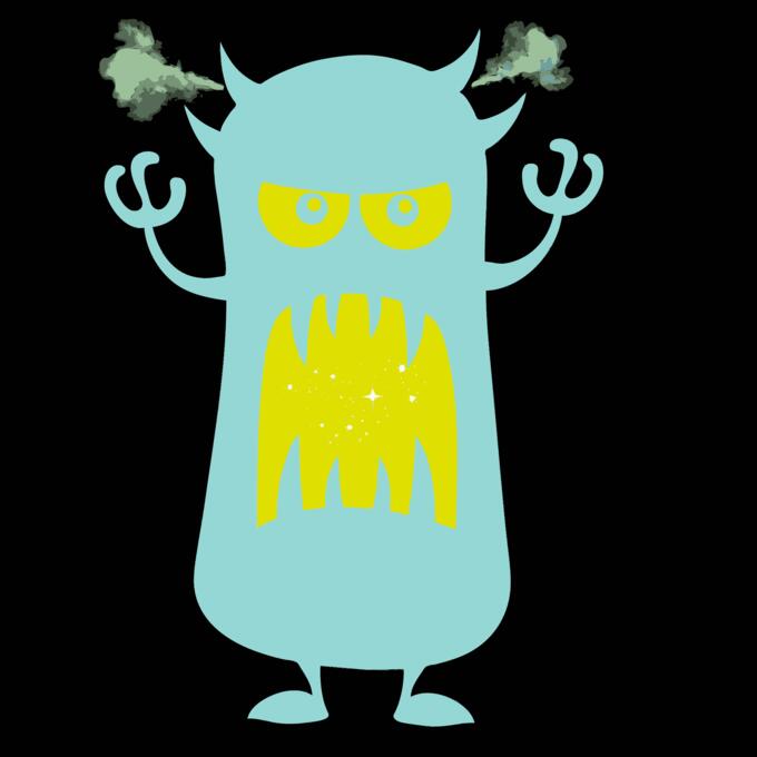 Angry cartoon monster