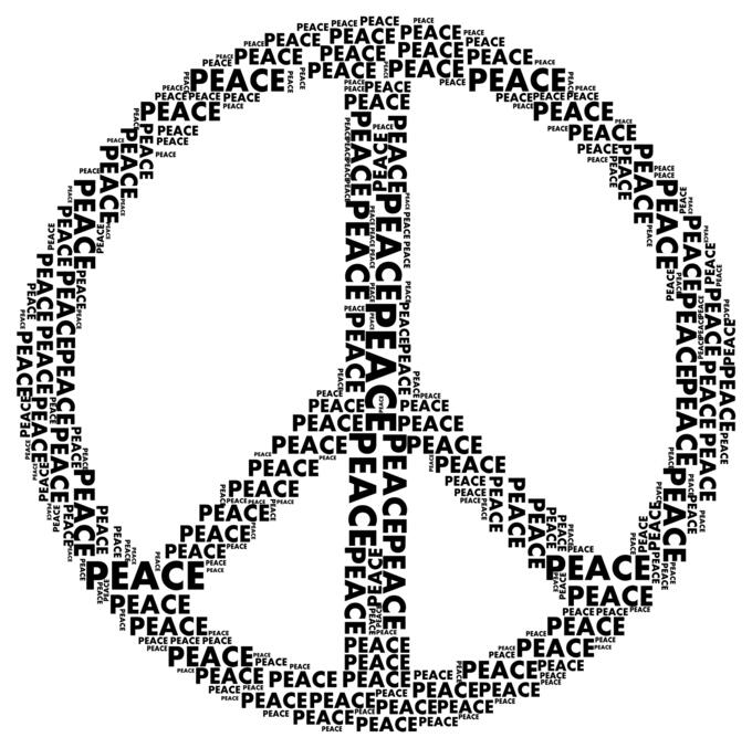 Peace sign with word''peace''