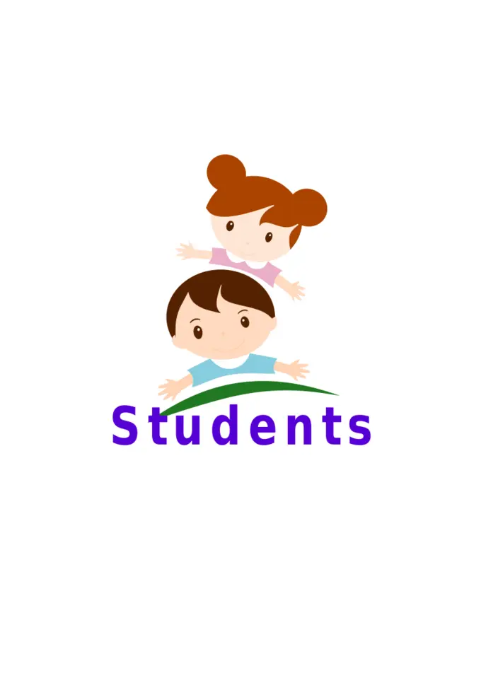 Kids with ''students'' lettering