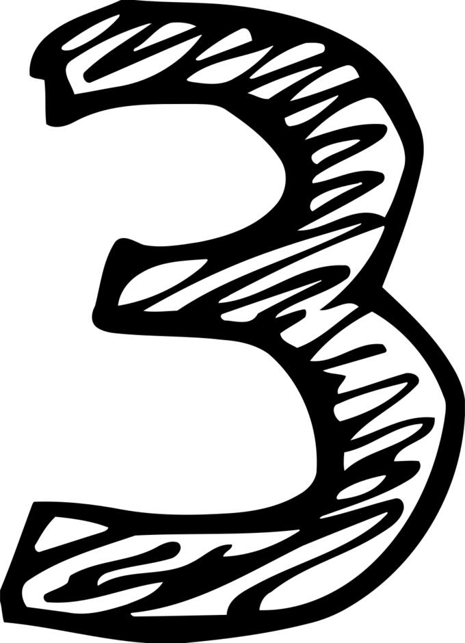 Sketched numeral 3