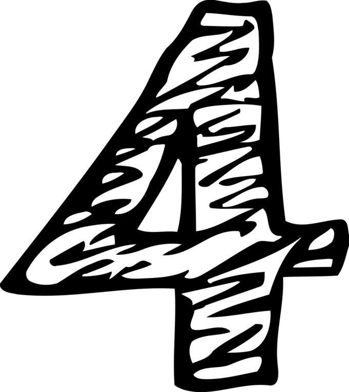 Sketched numeral 4