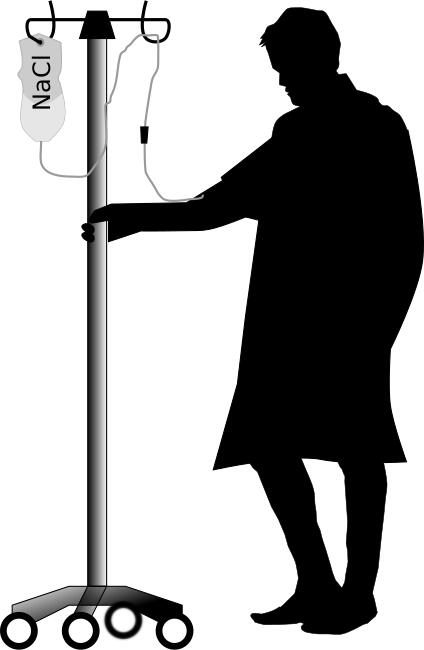Man with saline drip