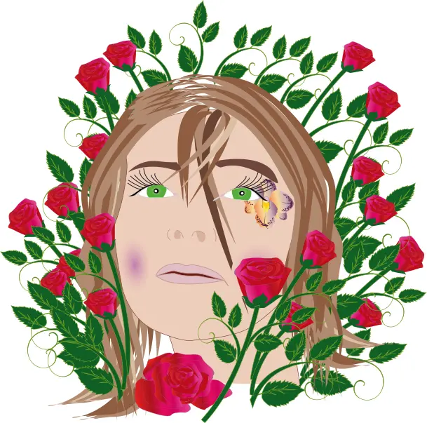 Girl with roses