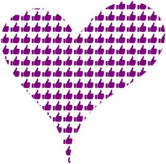 Purple heart with thumbs up