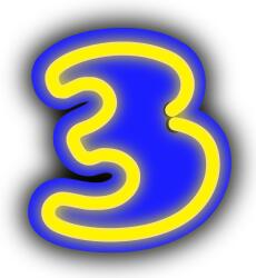 Number three in neon lights