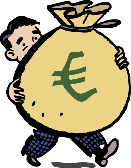 Man carrying euros bag
