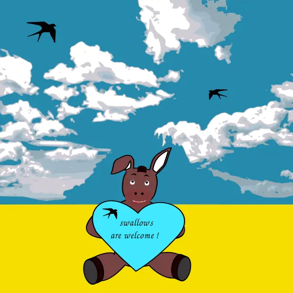 Cartoon donkey with a heart message