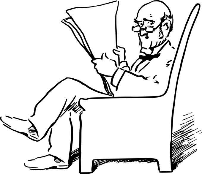 Grandpa is reading the newspaper