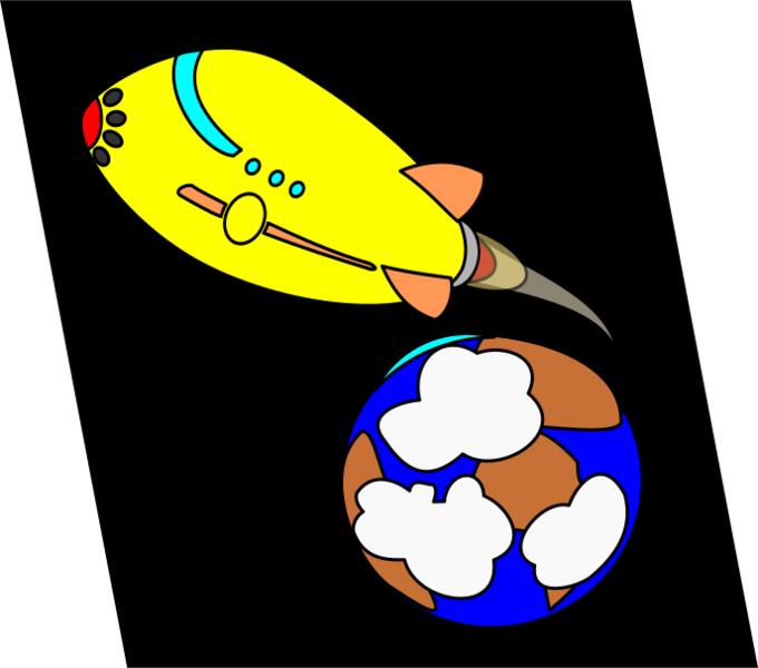 Orbiting spaceship vector image