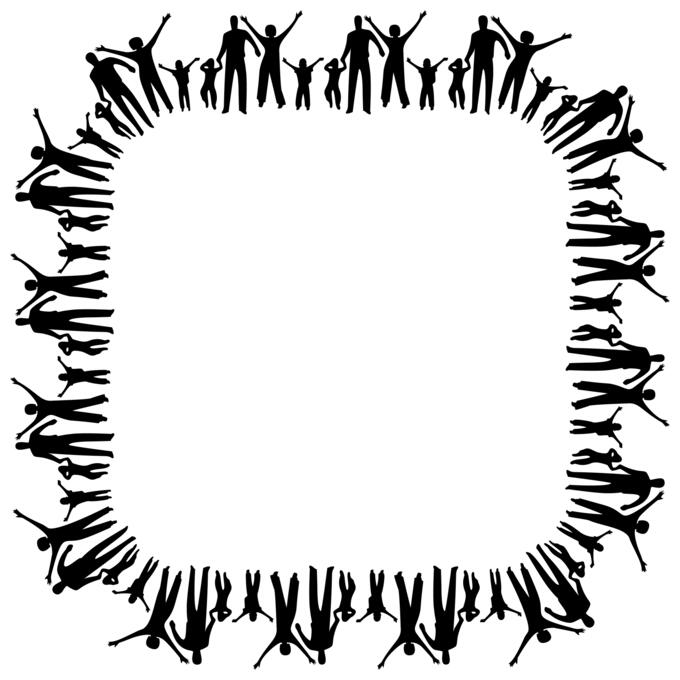 Black frame made of happy family
