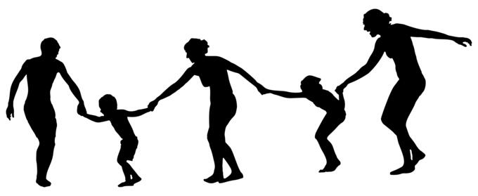 Family holding hands vector silhouette