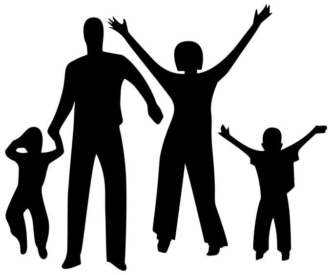 Happy family vector silhouette