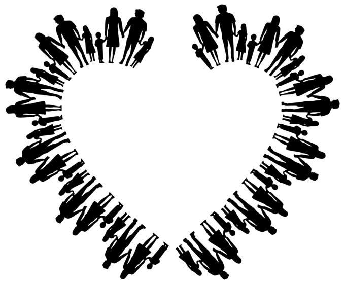 Family silhouette heart