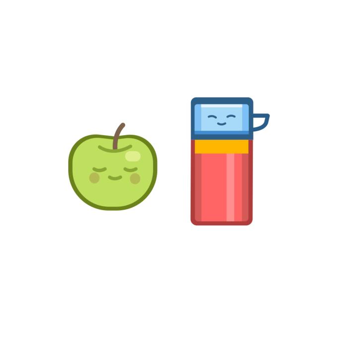 Green apple and mug