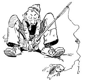 Grumpy man fishing