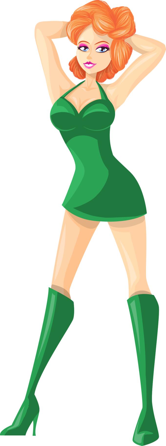 Girl in green clothes