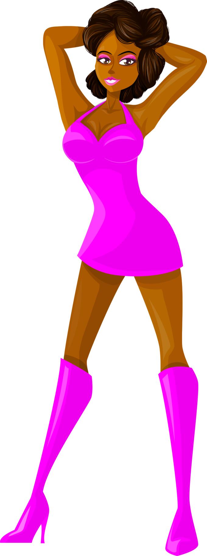 Stripper lady in pink dress