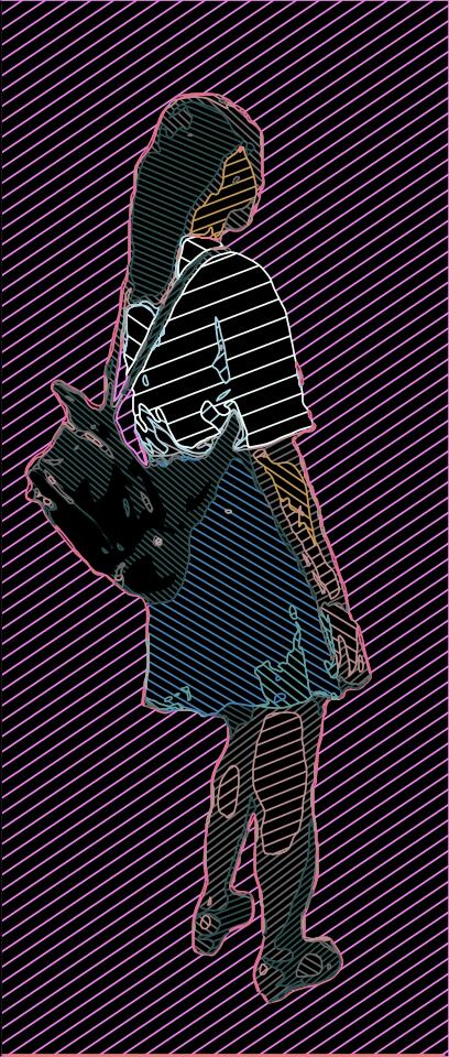Colorful girl with backpack