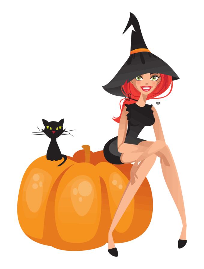 Witch sitting on a pumpkin