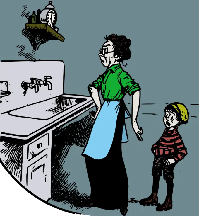 Mother, son and clock vector image