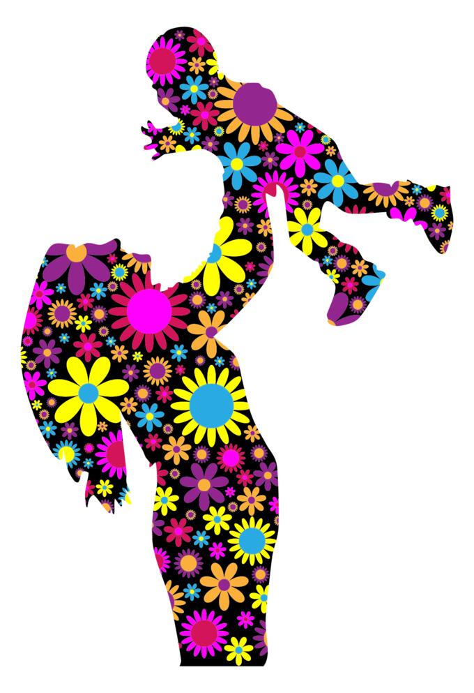 Floral mother and son