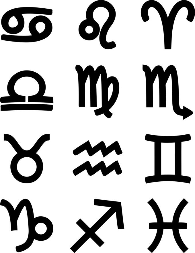 Bold zodiac symbols