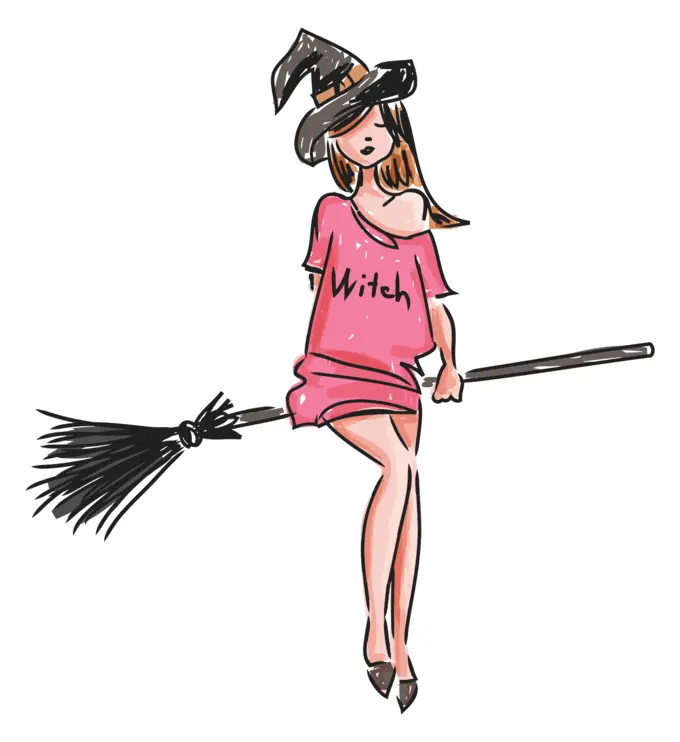 Cute young witch sketch