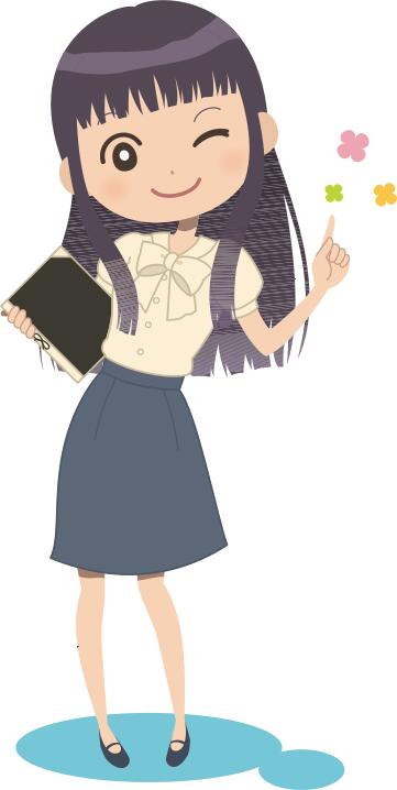 Winking girl with book