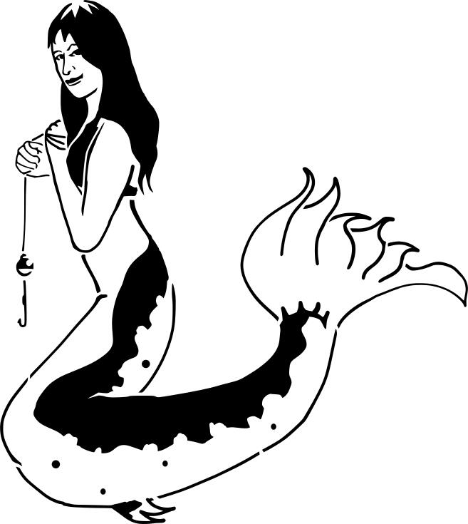 Black and white mermaid