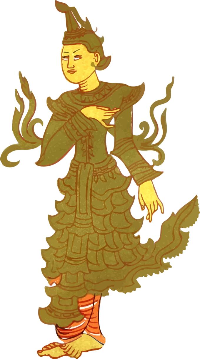 Vintage Myanmar character vector image