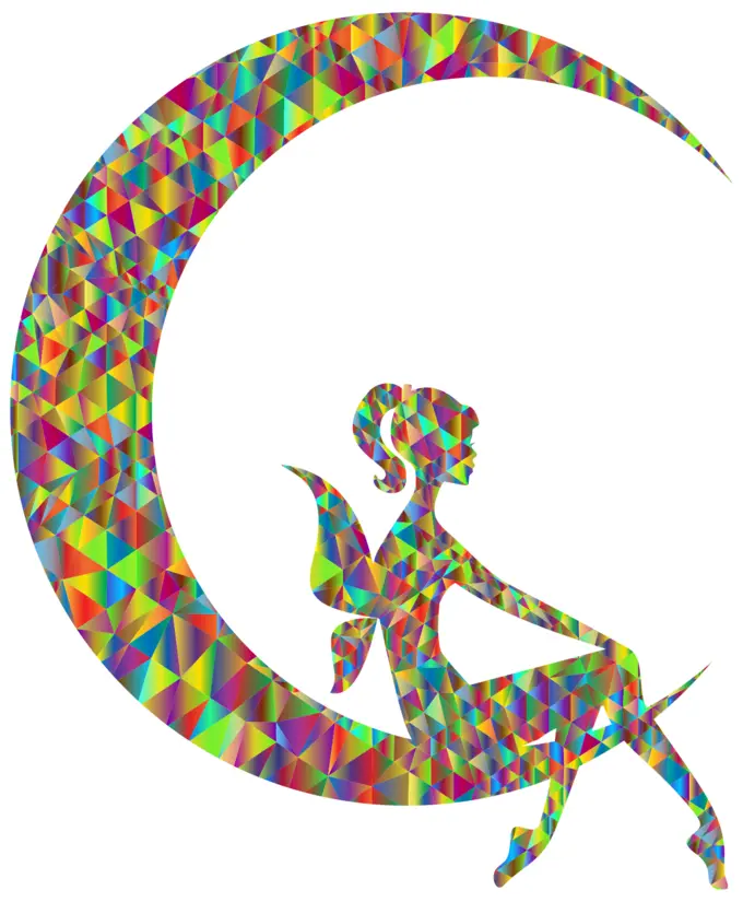 Colorful moon and fairy