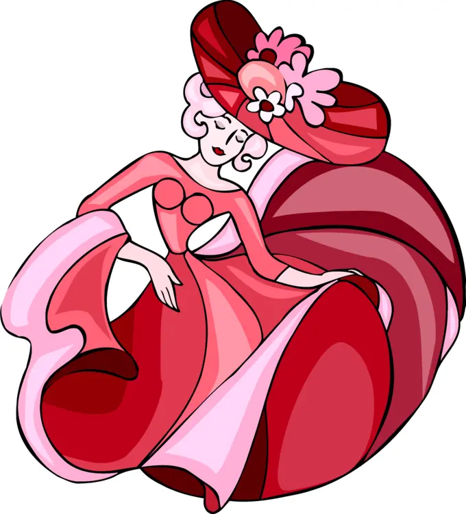 Lady in red vector drawing