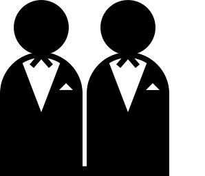 Two grooms sign