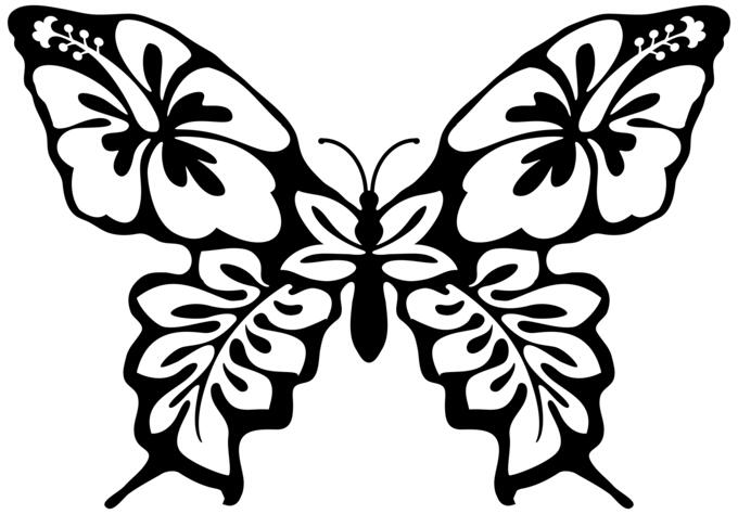 Butterfly flower line art