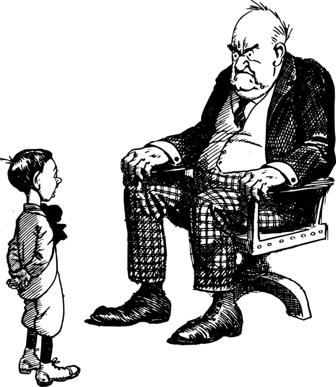 Grumpy old man and boy