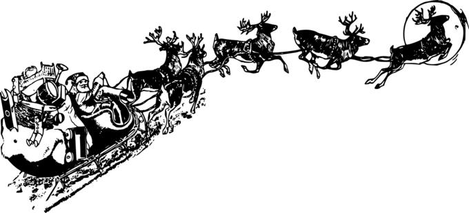 Santa's sleigh red silhouette