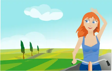 Lady cycling in spring