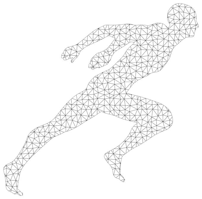 Wireframe sprinting man