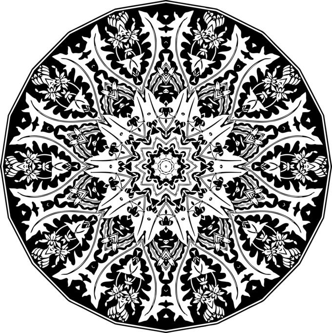 Outlined circular ornament