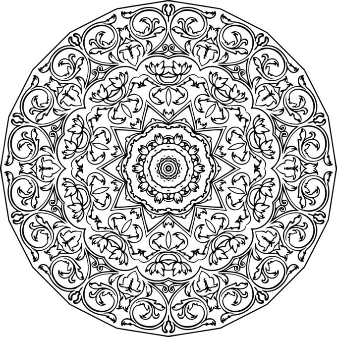 Black and white circular ornament