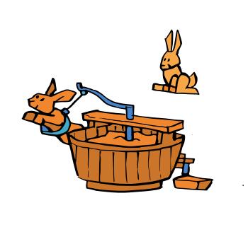 Rabbits mixing something