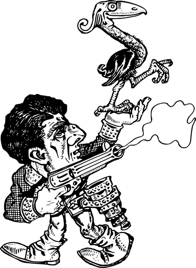 Cowboy with chicken