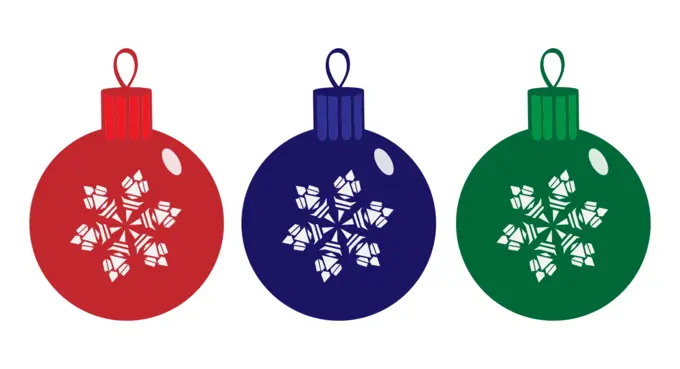 Three Christmas ornaments