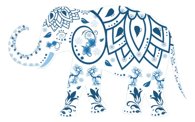 Flowery decorated elephant
