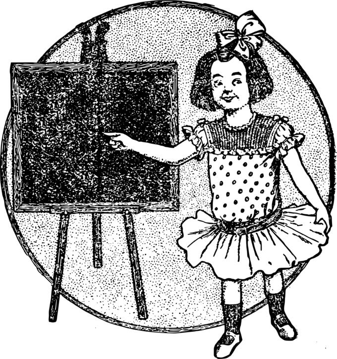 Blackboard and kid