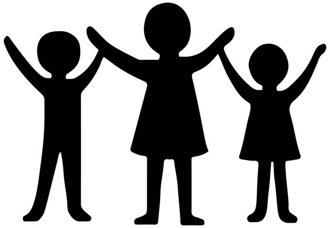 Three children's silhouette
