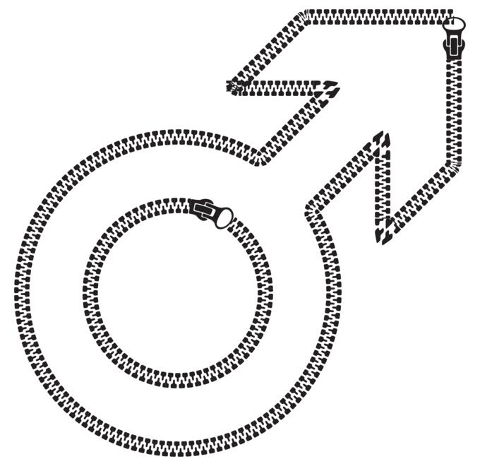 Male symbol zipper