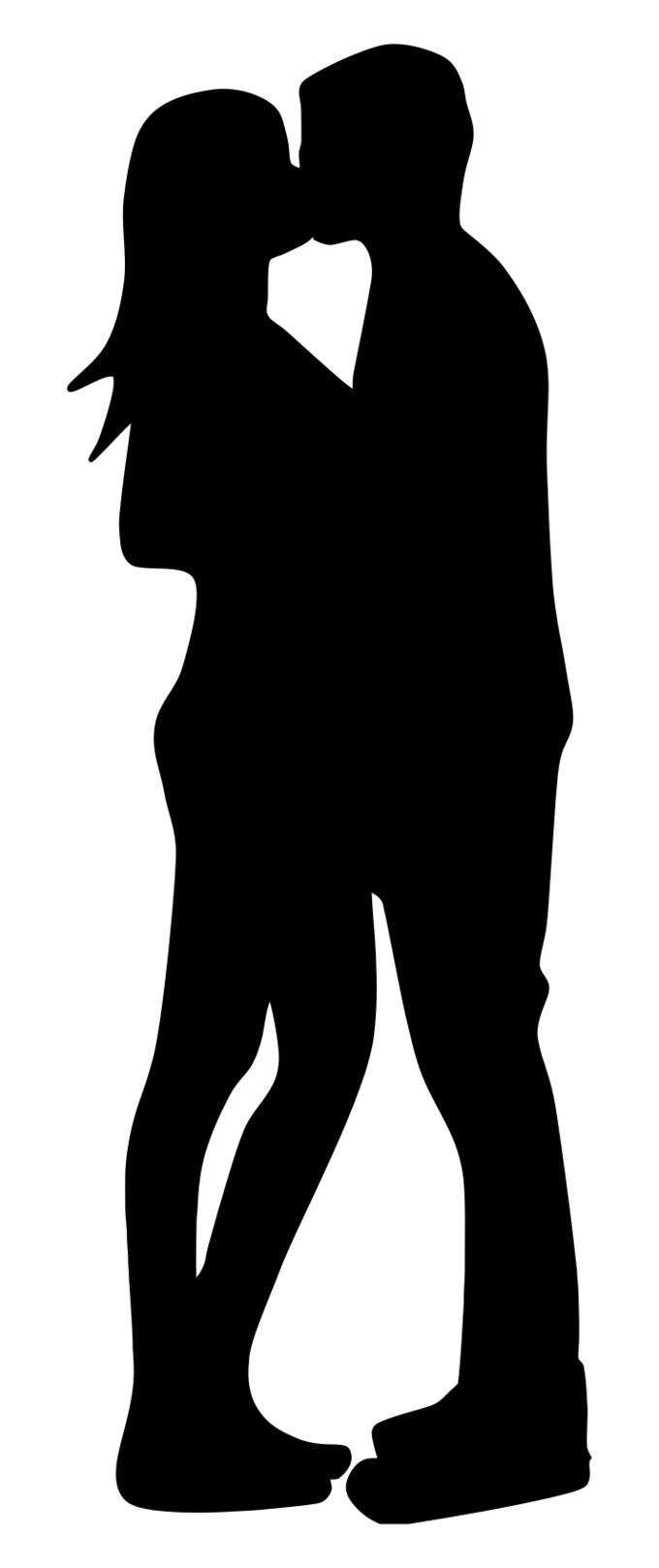 Couple kissing silhouette image