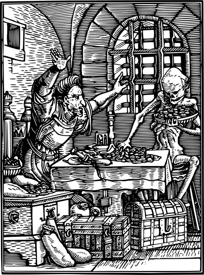 Death taking money